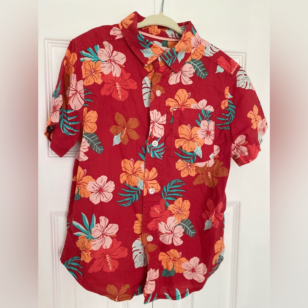 Boys Cat & Jack Tropical Button Down Shirt-size XS